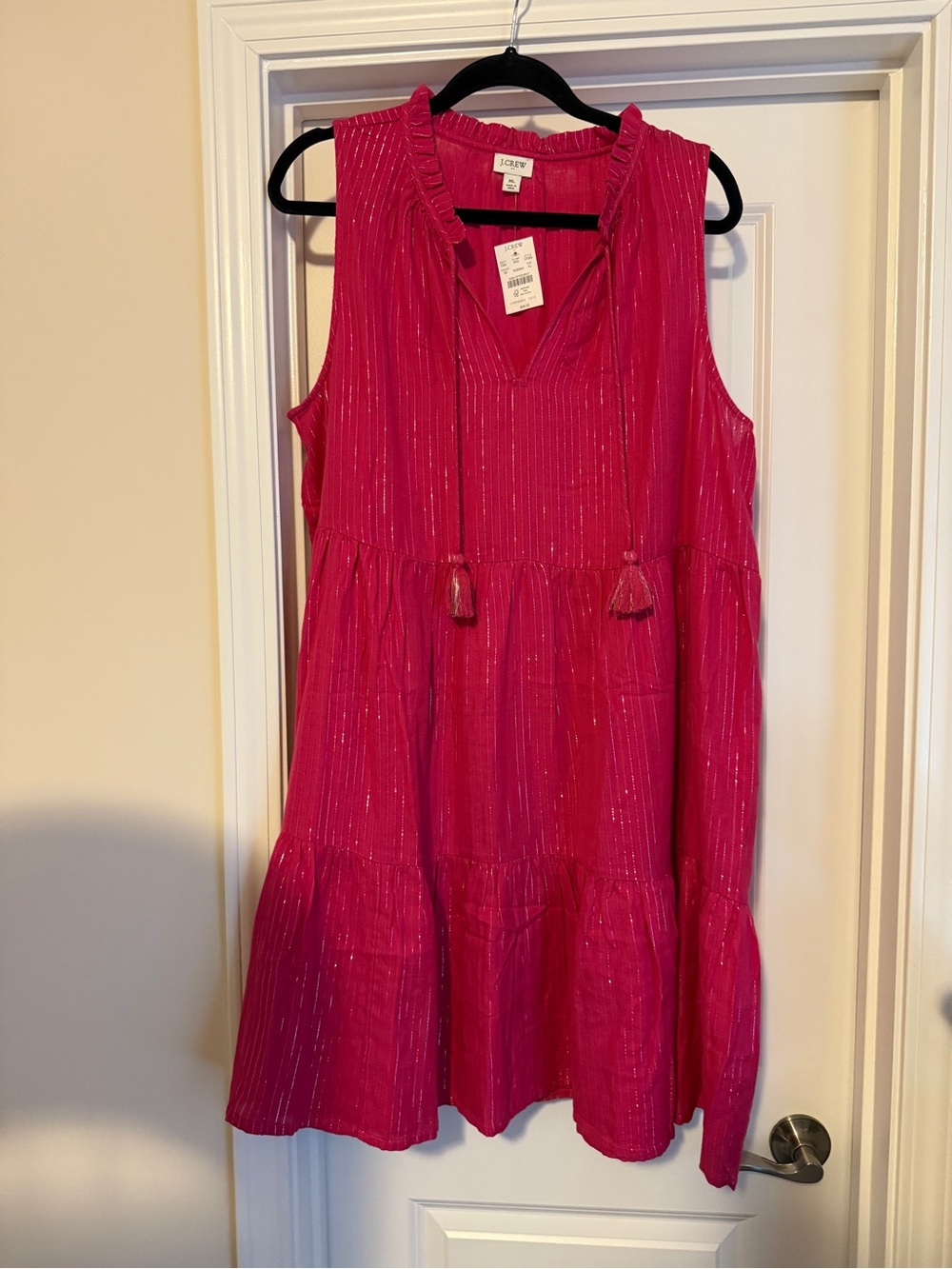 J Crew Pink Sleeveless Tunic Dress with Metallic Stripes